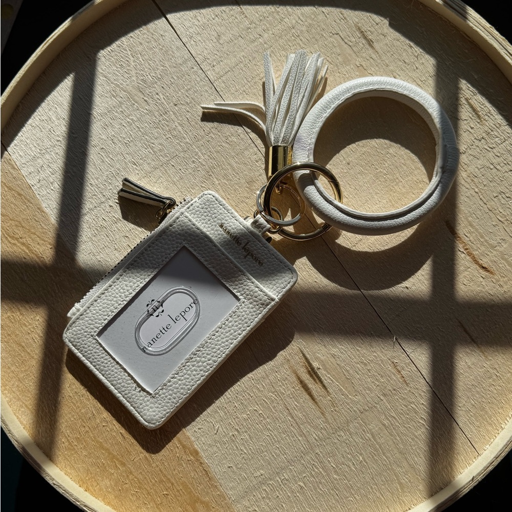 Nanette Lepore Cream Keychain Wallet with Tassel